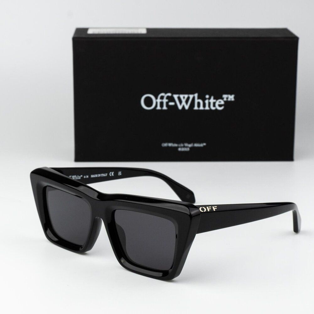 Off-White HAMPTON Men Sunglasses Black Grey Cat Eye OERI13L HAMPTON 1077